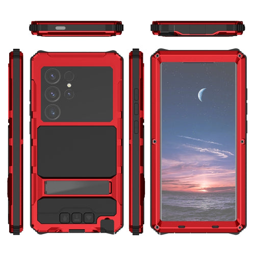 For Samsung Galaxy S24 Ultra 5G R-JUST Life Waterproof Dustproof Shockproof Holder Phone Case(Red) - HoMEdemic™ 