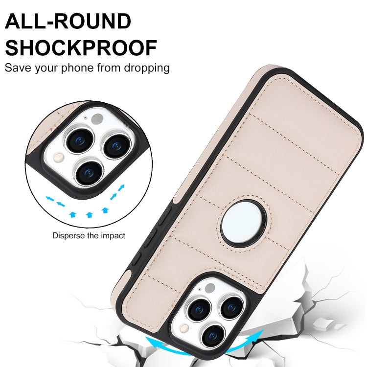 For iPhone 15 Pro Max Piano Key Hollow Cutout PU Phone Case(Apricot) - HoMEdemic™ 