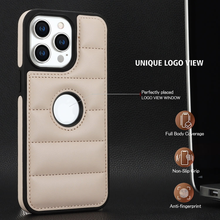 For iPhone 15 Pro Max Piano Key Hollow Cutout PU Phone Case(Apricot) - HoMEdemic™ 