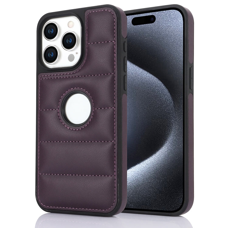 For iPhone 15 Pro Piano Key Hollow Cutout PU Phone Case(Dark Purple) - HoMEdemic™ 