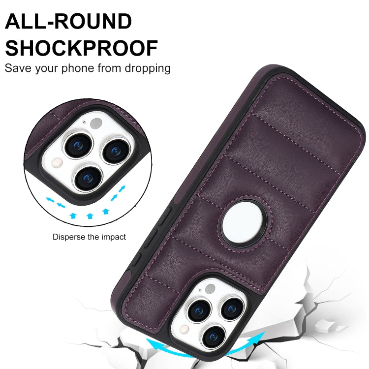 For iPhone 15 Pro Piano Key Hollow Cutout PU Phone Case(Dark Purple) - HoMEdemic™ 