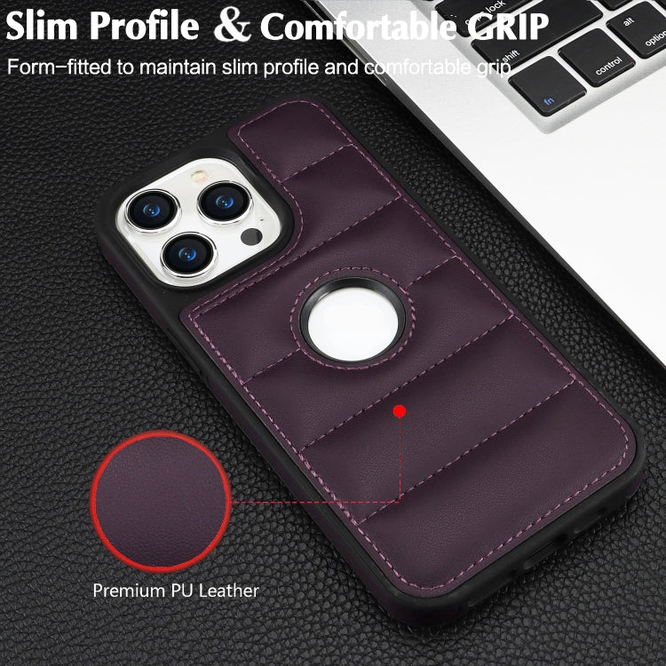 For iPhone 15 Pro Piano Key Hollow Cutout PU Phone Case(Dark Purple) - HoMEdemic™ 