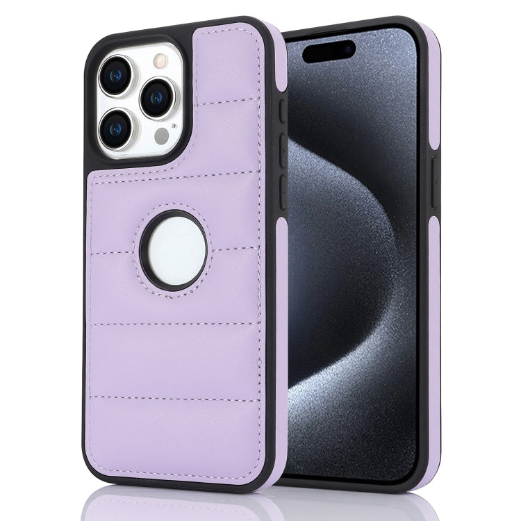 For iPhone 15 Pro Piano Key Hollow Cutout PU Phone Case(Light Purple) - HoMEdemic™ 