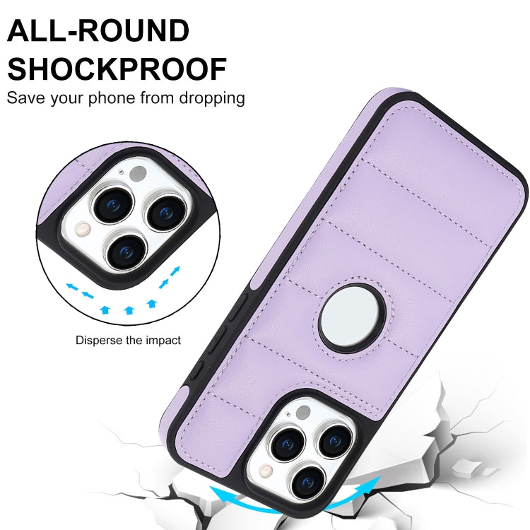 For iPhone 15 Pro Piano Key Hollow Cutout PU Phone Case(Light Purple) - HoMEdemic™ 