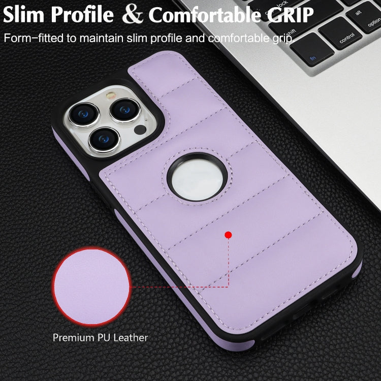 For iPhone 15 Pro Piano Key Hollow Cutout PU Phone Case(Light Purple) - HoMEdemic™ 