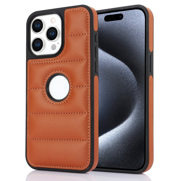 For iPhone 15 Pro Piano Key Hollow Cutout PU Phone Case(Brown) - HoMEdemic™ 