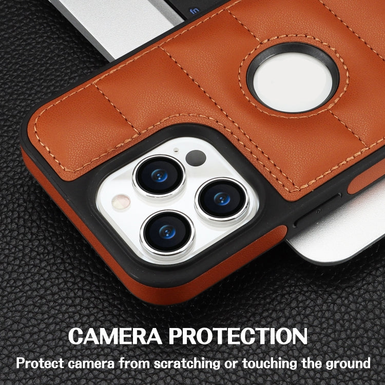 For iPhone 15 Pro Piano Key Hollow Cutout PU Phone Case(Brown) - HoMEdemic™ 