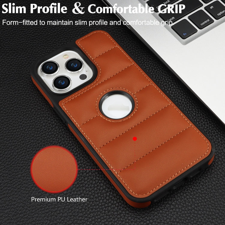 For iPhone 15 Pro Piano Key Hollow Cutout PU Phone Case(Brown) - HoMEdemic™ 