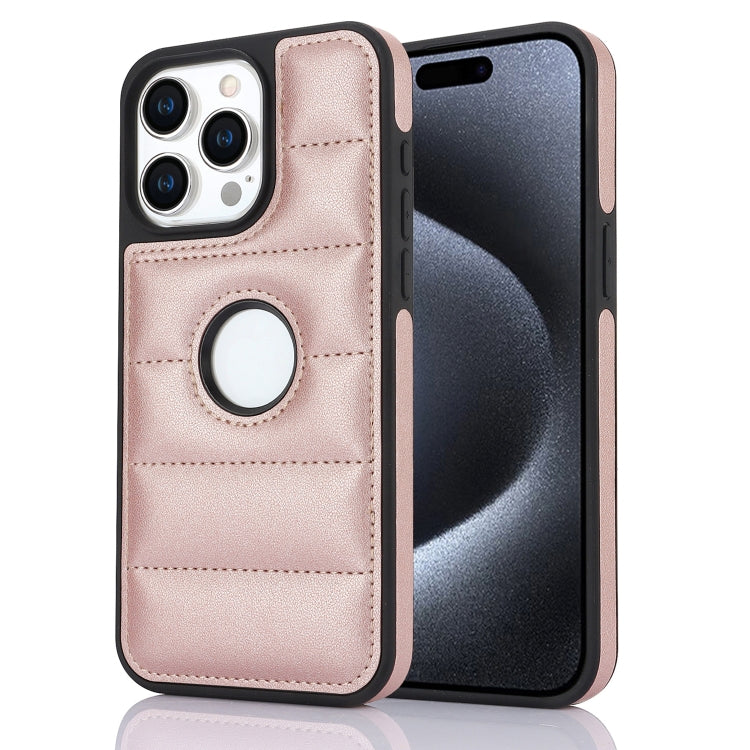 For iPhone 15 Pro Piano Key Hollow Cutout PU Phone Case(Rose Gold) - HoMEdemic™ 