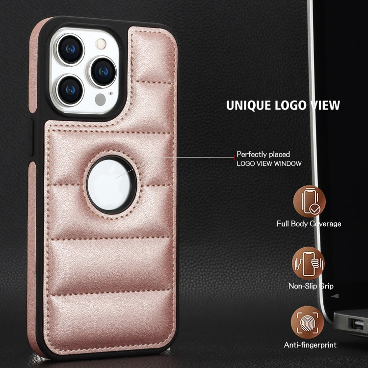 For iPhone 15 Pro Piano Key Hollow Cutout PU Phone Case(Rose Gold) - HoMEdemic™ 