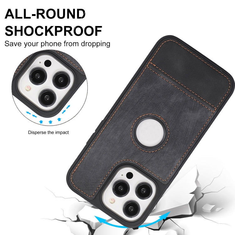 For iPhone 15 Pro Max Splicing Sewing Hollow Cutout PU Phone Case(Black) - HoMEdemic™ 