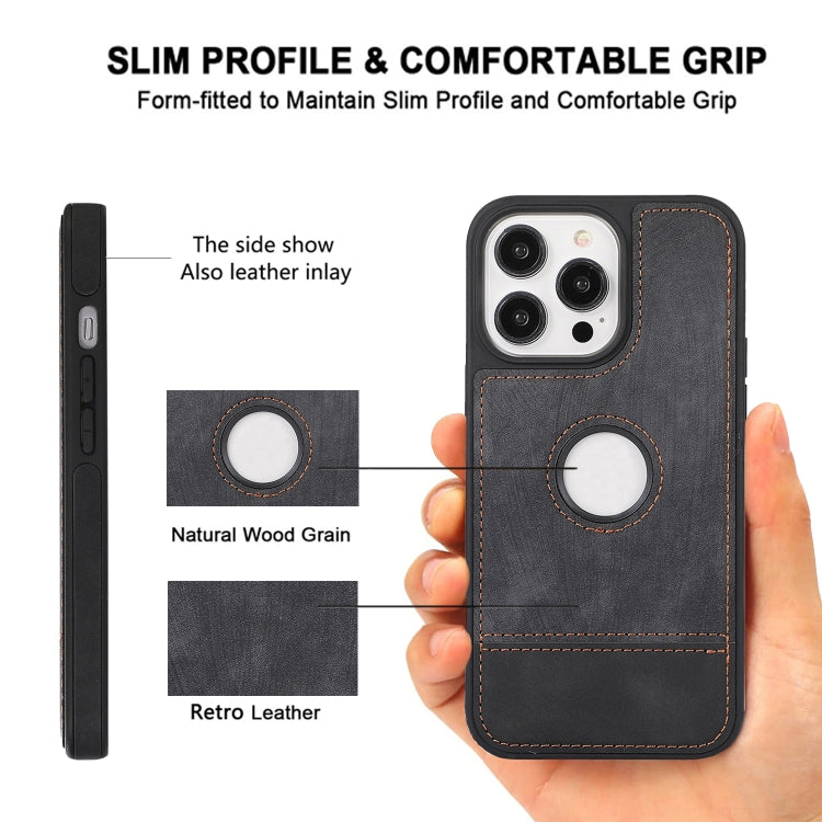 For iPhone 15 Pro Max Splicing Sewing Hollow Cutout PU Phone Case(Black) - HoMEdemic™ 