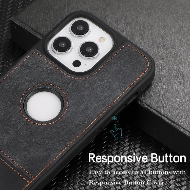 For iPhone 15 Pro Max Splicing Sewing Hollow Cutout PU Phone Case(Black) - HoMEdemic™ 