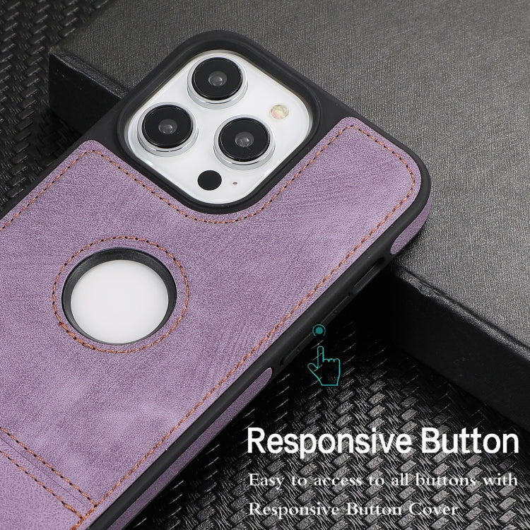 For iPhone 15 Pro Max Splicing Sewing Hollow Cutout PU Phone Case(Purple) - HoMEdemic™ 