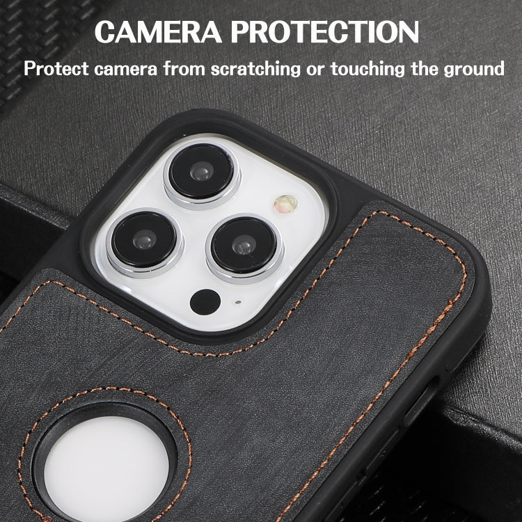 For iPhone 15 Pro Splicing Sewing Hollow Cutout PU Phone Case(Black) - HoMEdemic™ 