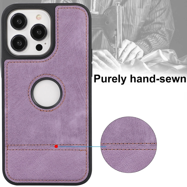 For iPhone 15 Pro Splicing Sewing Hollow Cutout PU Phone Case(Purple) - HoMEdemic™ 