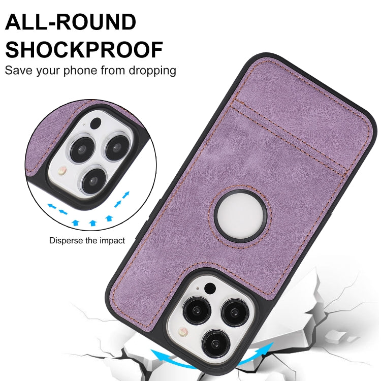For iPhone 15 Pro Splicing Sewing Hollow Cutout PU Phone Case(Purple) - HoMEdemic™ 