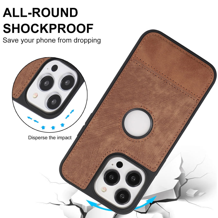 For iPhone 15 Pro Splicing Sewing Hollow Cutout PU Phone Case(Brown) - HoMEdemic™ 