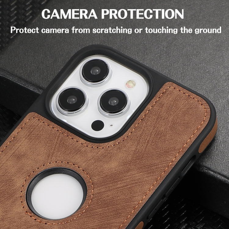 For iPhone 15 Pro Splicing Sewing Hollow Cutout PU Phone Case(Brown) - HoMEdemic™ 