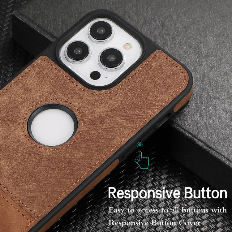 For iPhone 15 Pro Splicing Sewing Hollow Cutout PU Phone Case(Brown) - HoMEdemic™ 
