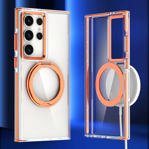 For Samsung Galaxy S24 Ultra 5G Magnetic 360 Degree Rotating Holder Phone Case(Orange) - HoMEdemic™ 