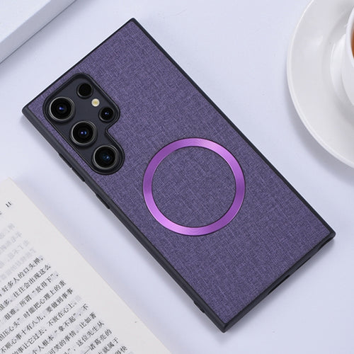 For Samsung Galaxy S24 Ultra 5G Magsafe Magnetic Ring Cloth Texture Phone Case(Purple) - HoMEdemic™ 