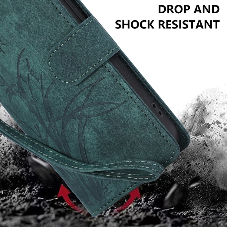 For iPhone 15 Pro Orchid Butterfly Embossed Leather Phone Case(Green) - HoMEdemic™ 