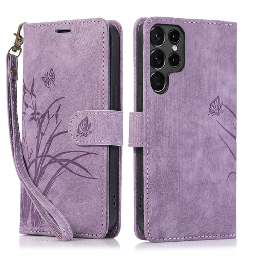 For Samsung Galaxy S24 Ultra 5G Orchid Butterfly Embossed Leather Phone Case(Purple) - HoMEdemic™ 