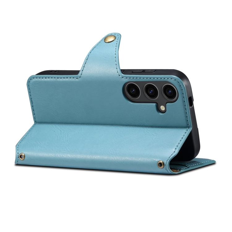 For Samsung Galaxy S23+ 5G Denior Cowhide Texture Wallet Style Leather Phone Case(Blue) - HoMEdemic™ 