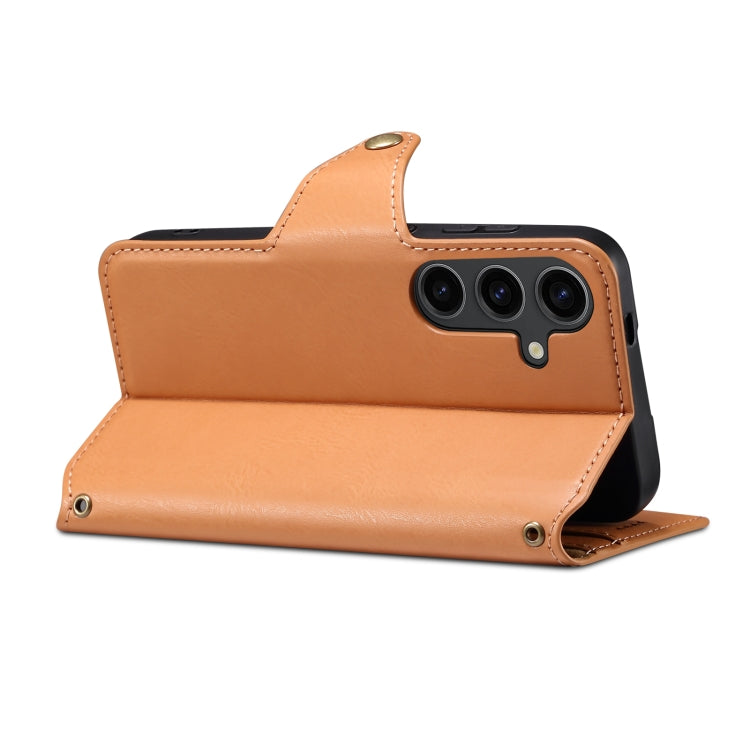 For Samsung Galaxy S23+ 5G Denior Cowhide Texture Wallet Style Leather Phone Case(Khaki) - HoMEdemic™ 