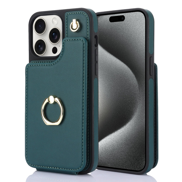 For iPhone 15 Pro Max YM005 Skin Feel Card Bag Phone Case with Long Lanyard(Green) - HoMEdemic™ 