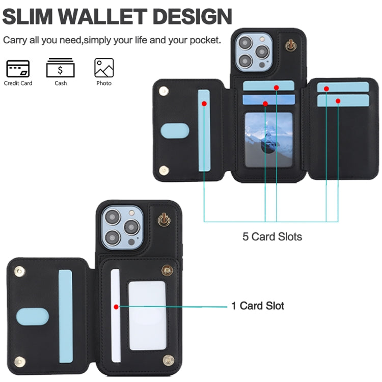 For iPhone 15 Pro Max YM006 Skin Feel Zipper Card Bag Phone Case with Dual Lanyard(Black) - HoMEdemic™ 