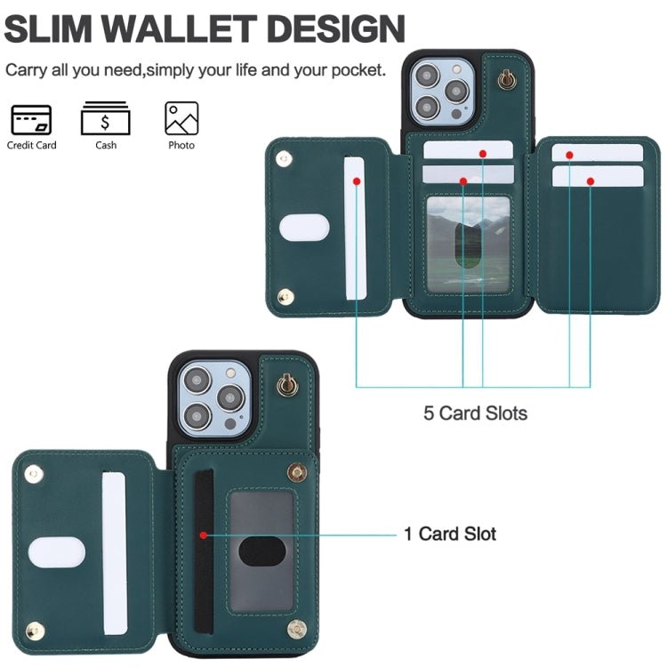 For iPhone 15 Pro Max YM006 Skin Feel Zipper Card Bag Phone Case with Dual Lanyard(Green) - HoMEdemic™ 