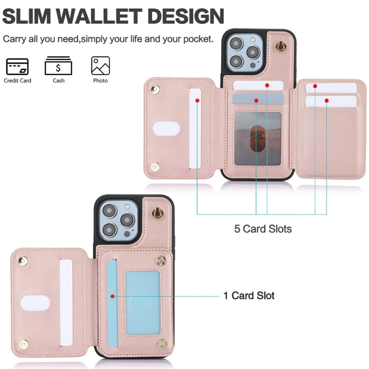 For iPhone 15 Pro YM006 Skin Feel Zipper Card Bag Phone Case with Dual Lanyard(Rose Gold) - HoMEdemic™ 