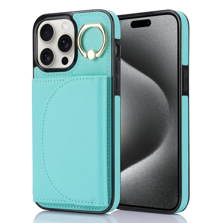 For iPhone 15 Pro Max YM007 Ring Holder Card Bag Skin Feel Phone Case(Green) - HoMEdemic™ 