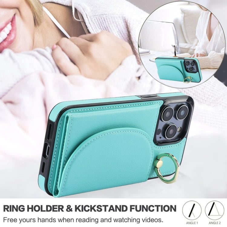 For iPhone 15 Pro Max YM007 Ring Holder Card Bag Skin Feel Phone Case(Green) - HoMEdemic™ 