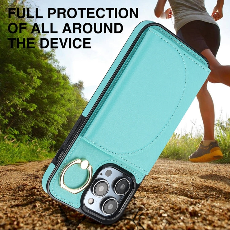 For iPhone 15 Pro Max YM007 Ring Holder Card Bag Skin Feel Phone Case(Green) - HoMEdemic™ 