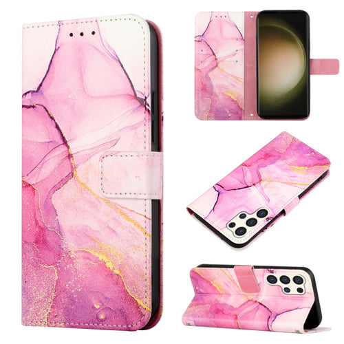 For Samsung Galaxy S24 Ultra 5G PT003 Marble Pattern Flip Leather Phone Case(Pink Purple Gold) - HoMEdemic™ 