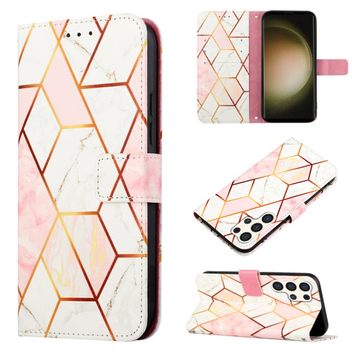 For Samsung Galaxy S24 Ultra 5G PT003 Marble Pattern Flip Leather Phone Case(Pink White) - HoMEdemic™ 