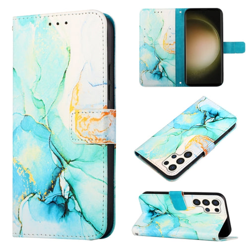 For Samsung Galaxy S24 Ultra 5G PT003 Marble Pattern Flip Leather Phone Case(Green) - HoMEdemic™ 