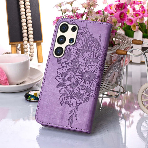 For Samsung Galaxy S24 Ultra 5G Embossed Butterfly Leather Phone Case(Light Purple) - HoMEdemic™ 