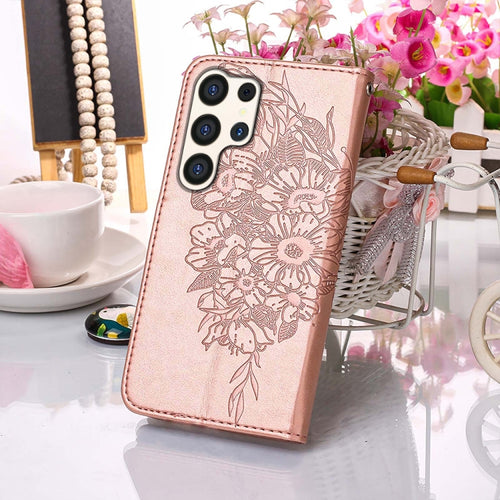 For Samsung Galaxy S24 Ultra 5G Embossed Butterfly Leather Phone Case(Rose Gold) - HoMEdemic™ 