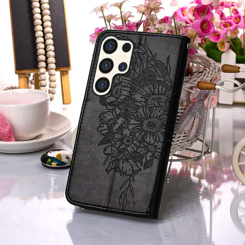 For Samsung Galaxy S24 Ultra 5G Embossed Butterfly Leather Phone Case(Black) - HoMEdemic™ 