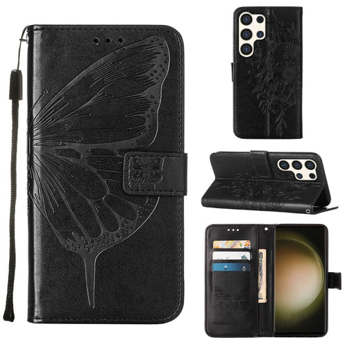 For Samsung Galaxy S24 Ultra 5G Embossed Butterfly Leather Phone Case(Black) - HoMEdemic™ 