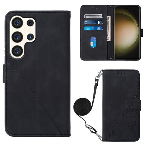 For Samsung Galaxy S24 Ultra 5G Crossbody 3D Embossed Flip Leather Phone Case(Black) - HoMEdemic™ 