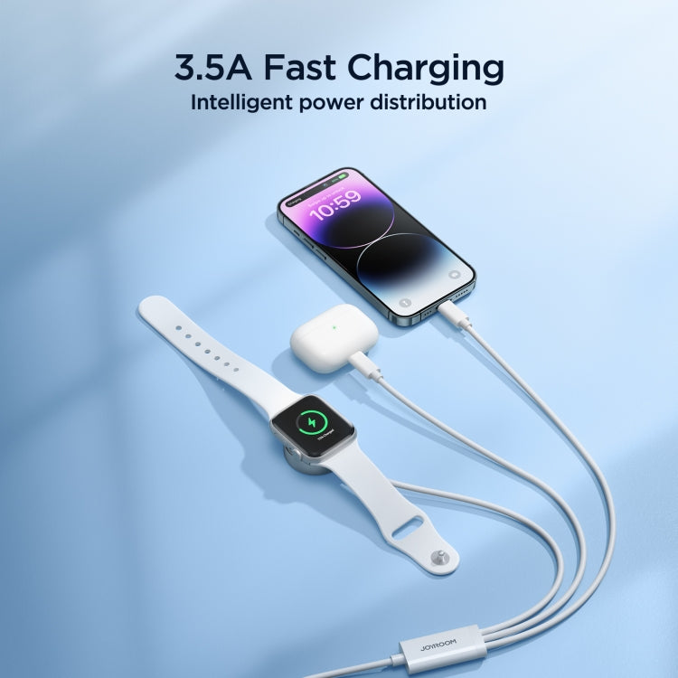 JOYROOM S-IW007 3 in 1 USB to Dual 8 Pin + Magnetic Watch Wireless Charging Data Cable, Length: 1.2m(White) - HoMEdemic™ 