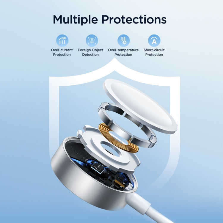 JOYROOM S-IW007 3 in 1 USB to Dual 8 Pin + Magnetic Watch Wireless Charging Data Cable, Length: 1.2m(White) - HoMEdemic™ 