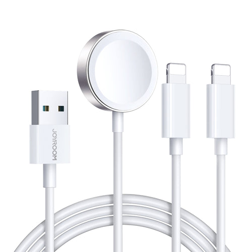 JOYROOM S-IW007 3 in 1 USB to Dual 8 Pin + Magnetic Watch Wireless Charging Data Cable, Length: 1.2m(White) - HoMEdemic™ 