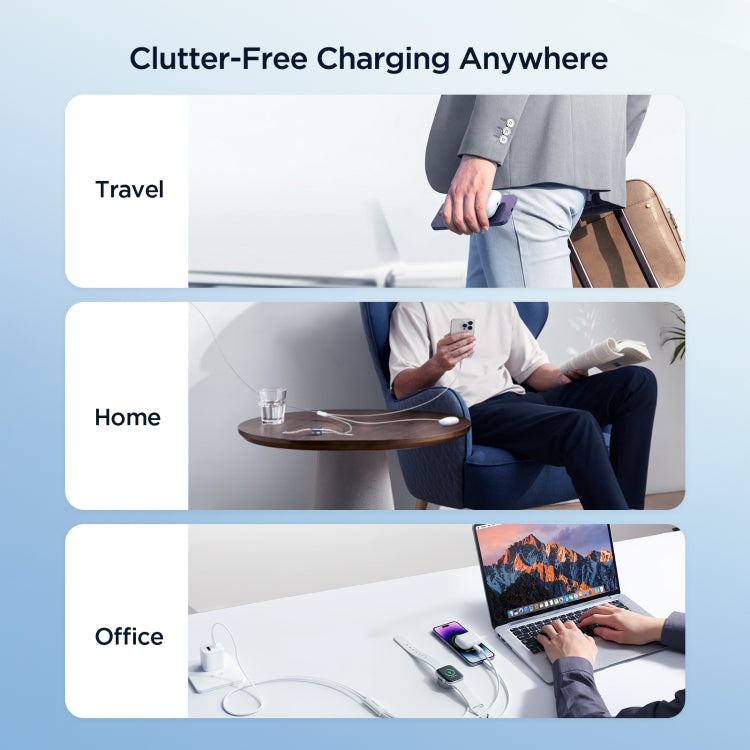 JOYROOM S-IW007 3 in 1 USB to Dual 8 Pin + Magnetic Watch Wireless Charging Data Cable, Length: 1.2m(White) - HoMEdemic™ 