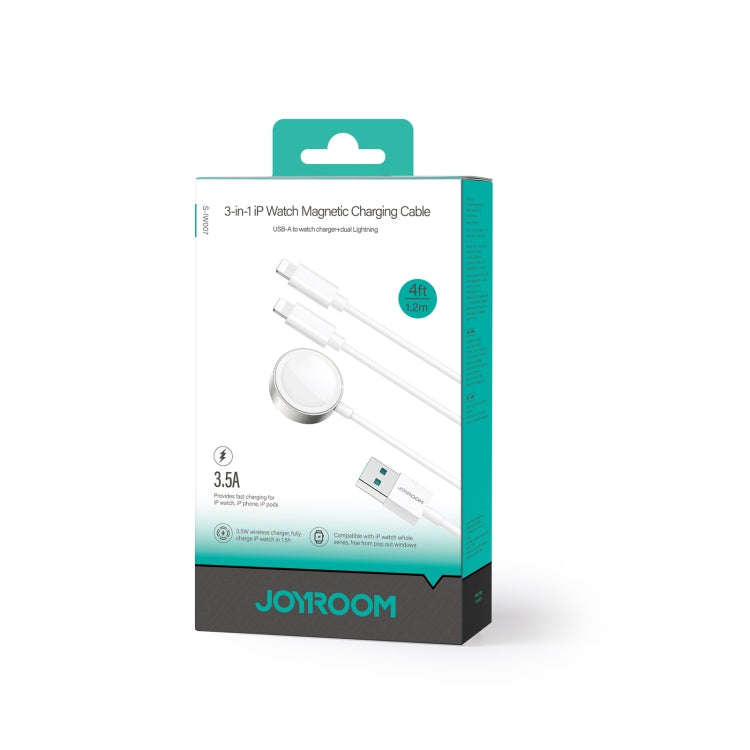 JOYROOM S-IW007 3 in 1 USB to Dual 8 Pin + Magnetic Watch Wireless Charging Data Cable, Length: 1.2m(White) - HoMEdemic™ 